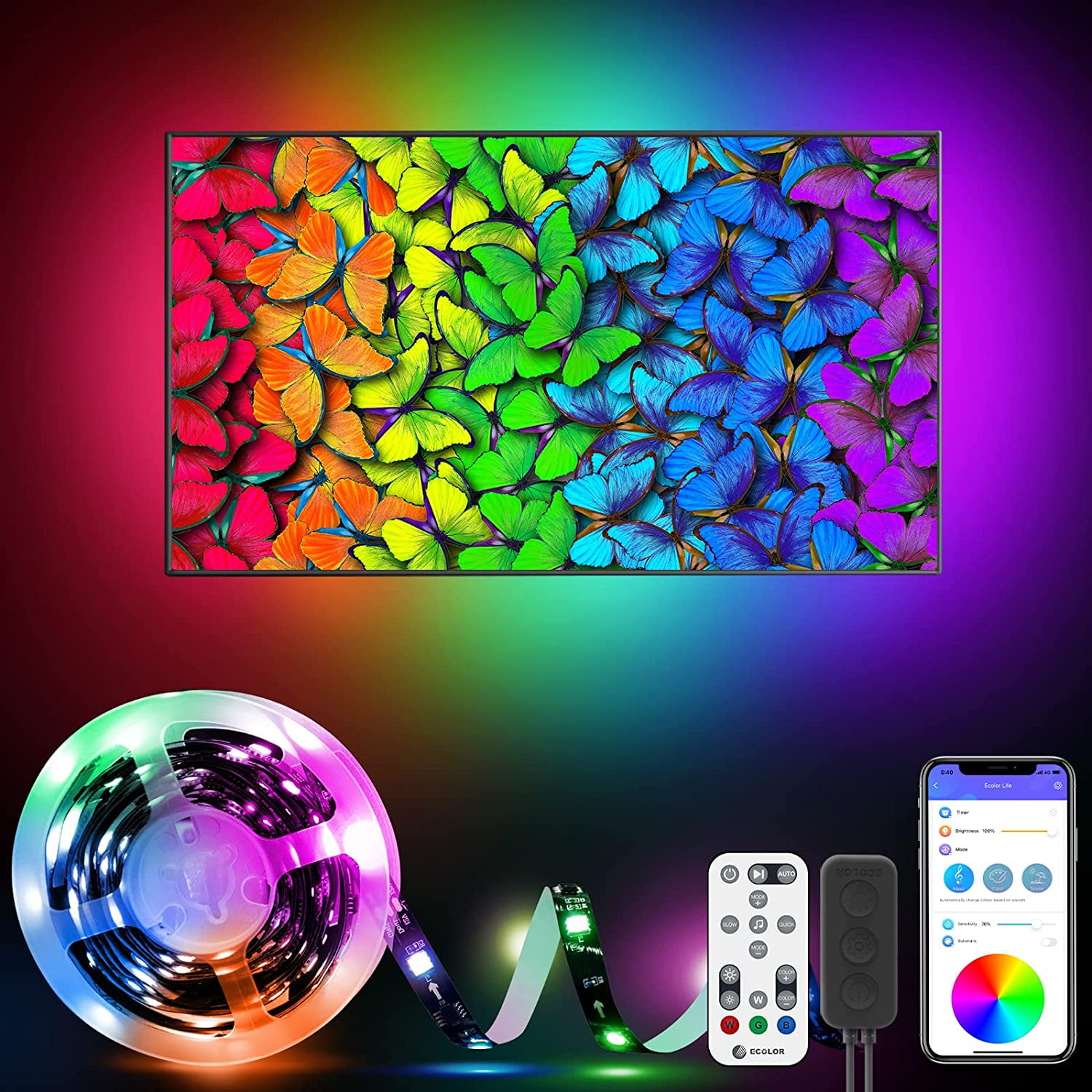 Dreamcolor LED Lights for TV 55-65 Inch,  TV LED Backlights Work with  Alexa & Google Assistant, Color Lighting, Smart App Features, Music Sync TV  Lights, 4 Ways to Control 