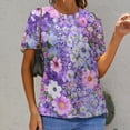 thumbnail image 6 of Floral Colorful Flower Women's Short Sleeve T-Shirt Crew Neck Casual Summer Trendy Loose Fit Tops, 6 of 6
