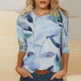 thumbnail image 1 of T-shirt Imprimé à Manches 3/4 for Femmes Summer Mode Femmes T-shirt Imprimé à Manches 3/4 Blouse Col Rond Tops Décontractés Tops Habillés Femmes sur Clearance, 1 of 5