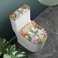 thumbnail image 2 of FKELYI Rabbits Floral Toilet Lid Cover Reusable Toilet Lid and Tank Cover Sets for Bathroom 2 PCS Dustproof Toilet Cover Protection Happy Easter, 2 of 6