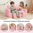 thumbnail image 6 of Kids Couch, Caveen Extra Wide Kids Sofa, 2 In 1 Convertible Toddler Sofa Chair for Boys and Girls, Pink, 6 of 9