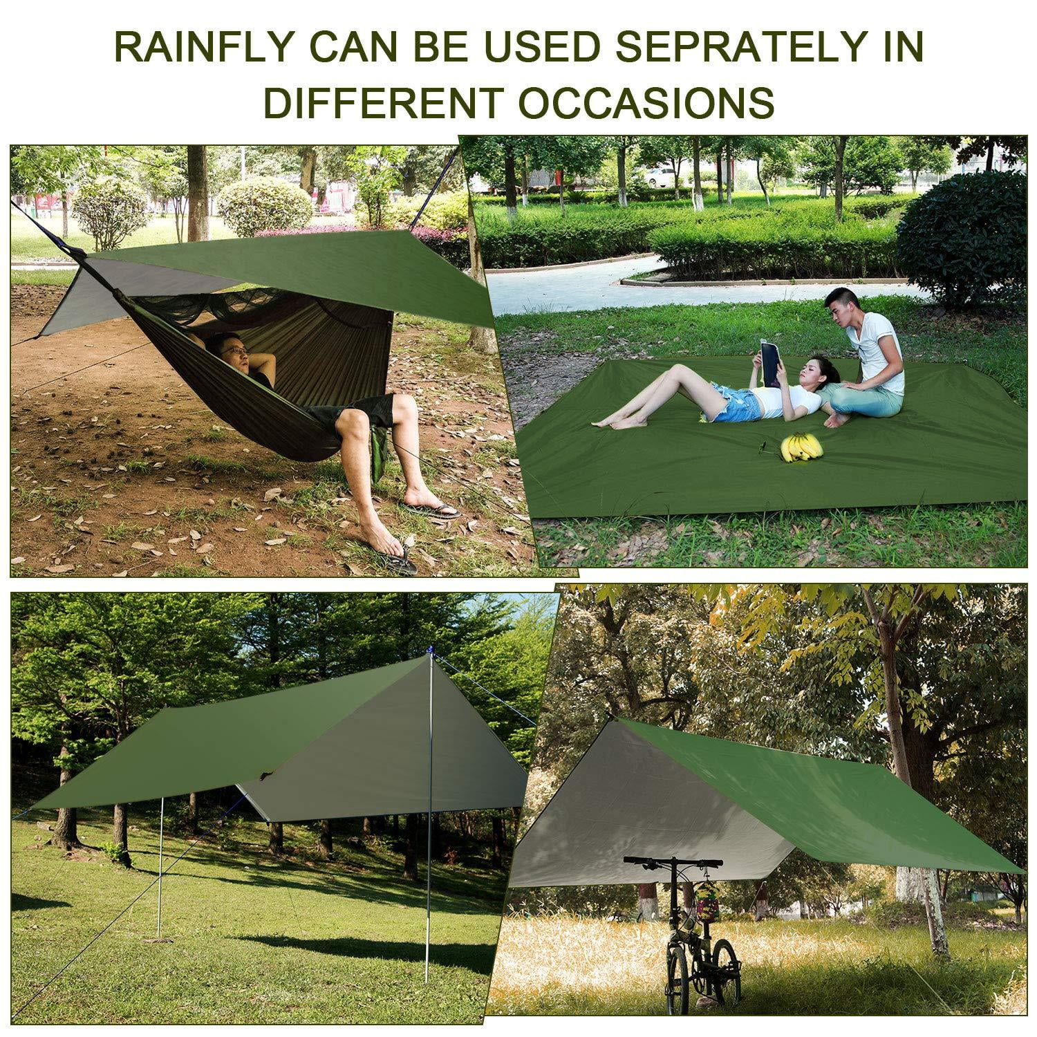 FIRINER Camping Hammock with Mosquito Net & Rainfly Tent Tarp & Tree Straps P... 