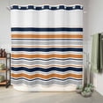 thumbnail image 6 of No Hook Shower Curtain, Orange Grey Striped Shower Curtains for Bathroom with See Through Top Window, Farmhouse Stripes Modern Abstract Art Waterproof & Washable Bath Curtain Long 72"x78", 6 of 9
