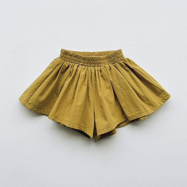 AherBiu Shorts pour Filles Bébé Tout-Petit Shorts Coton Shorts Décontractés Shorts d'Été Couleur Unie Shorts de Robe, Tailles 2-8 Ans