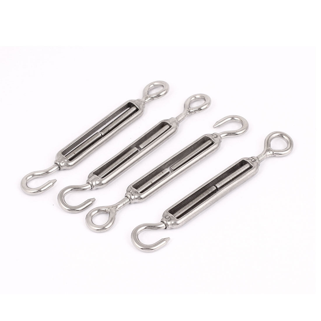 Uxcell M5 3/16' Thread Adjustable Stainless Steel Eye Hook Turnbuckle (4-pack)