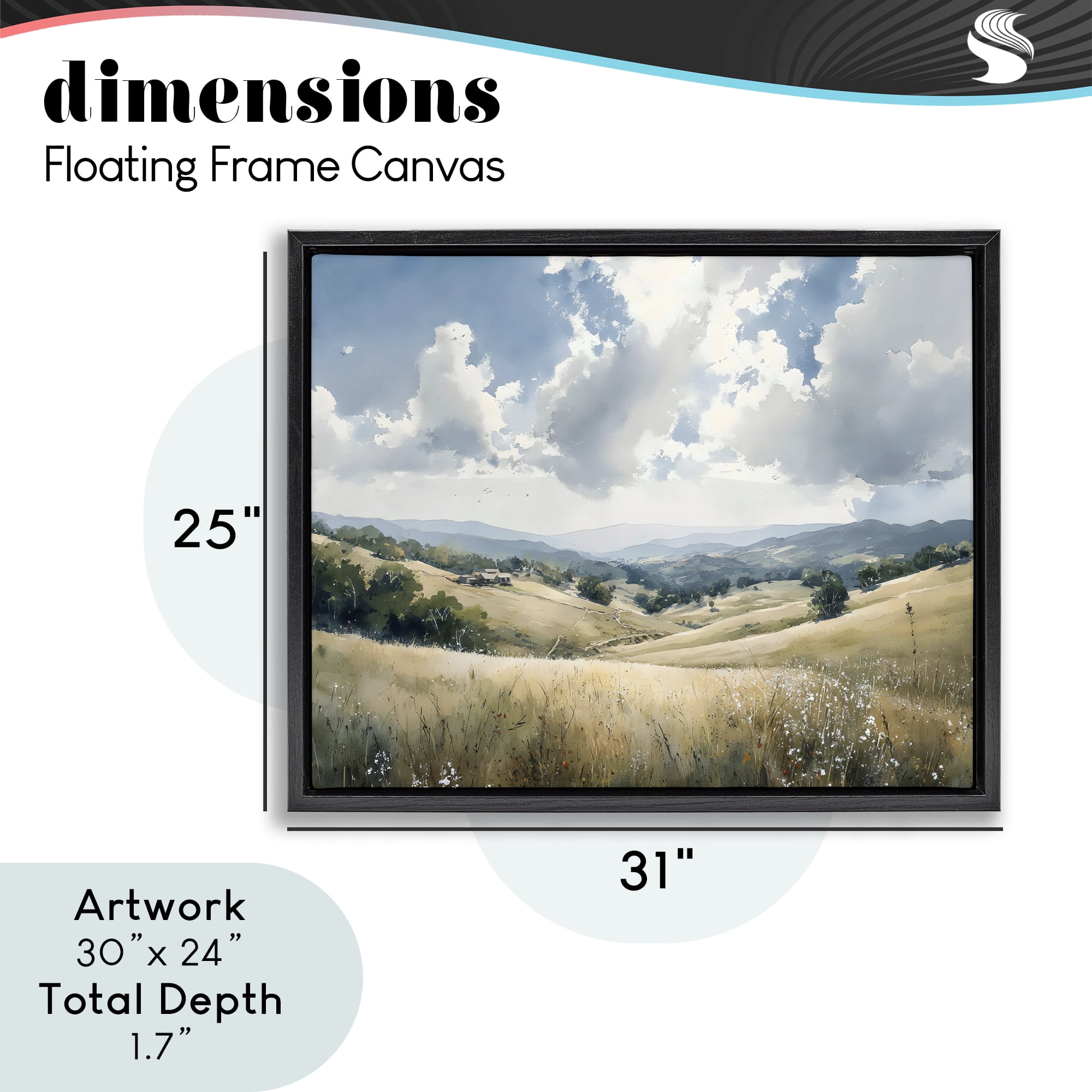 Stupell Industries Distant Hill House in Meadow Black Framed Floater Canvas Wall Art, design by Franklyn Gregory