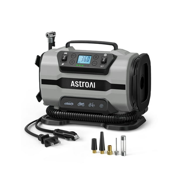 Compresor de aire portátil AstroAI para inflar neumáticos, 150 PSI, 12 V/110 V