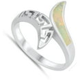 thumbnail image 4 of CHOOSE YOUR COLOR Greek Key Wave Wrap Ring White Simulated Opal .925 Sterling Silver Band CZ Female Size 9, 4 of 4