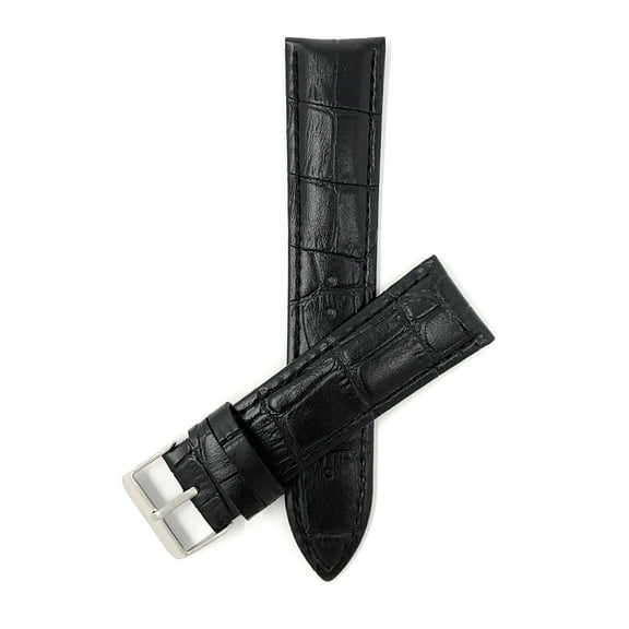 Bandini Vegan Watch Band - Premium Faux Leather Watch Strap - 20mm Black - Alligator Pattern
