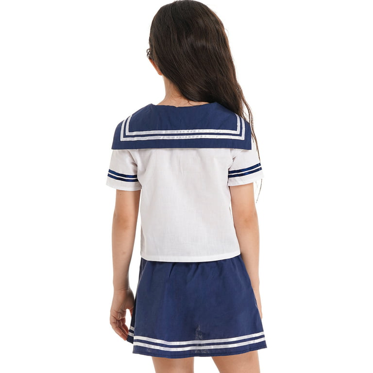 Plus Size Japanese School Uniform Set Striped Shirt And Black