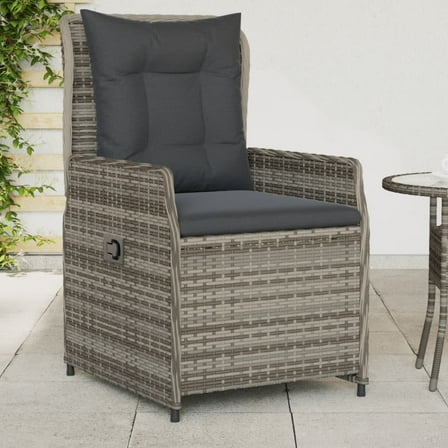 vidaXL Reclining Patio Chairs 2 pcs Gray Poly Rattan