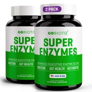 (2 pack) GoBiotix Super Digestive Enzymes with Prebiotics & Probiotics for Men & Women, 60 Capsules for Digestion Support