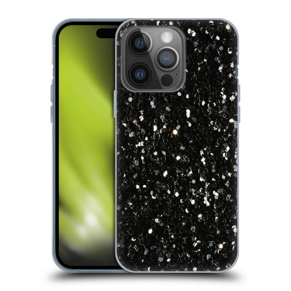Head Case Designs Officially Licensed PLdesign Glitter Sparkles Black And White Soft Gel Case Compatible with Apple iPhone 14 Pro