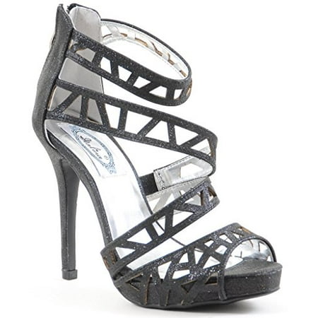 

Glitter Cut-out Strappy Open Toe Platform Women s Heels Shoes (6 B(M) US)