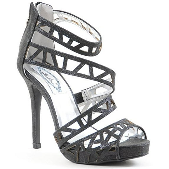 Glitter Cut-out Strappy Open Toe Platform Women's Heels Shoes (6 B(M) US)