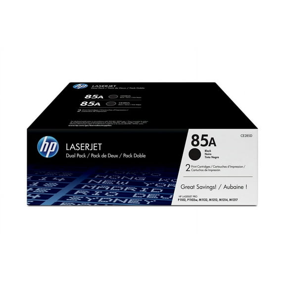 HP 85A (CE285D) Black Original LaserJet Toner Cartridges, 2 pack
