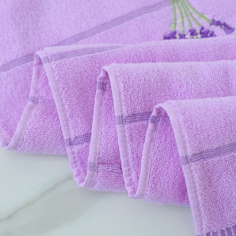 Pidada 100% Cotton Embroidered Lavender Floral Pattern Bath