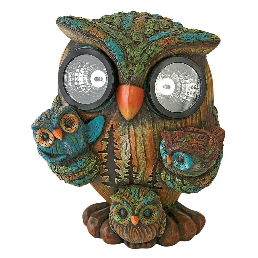 Bright Eyes Solar Owl Family Garden Statue by Design Toscano