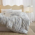 thumbnail image 2 of Fresh Blue Floral Duvet Cover Queen Soft  Cotton Garden Floral Aesthetic Bedding Set with 2 Pillowcases, 2 of 8