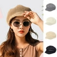 thumbnail image 2 of Women Sunhat Sun Protection Breathable Hollow Out Solid Color Short Brim Anti-UV Thin Adjustable Artist Painter Hat Women Headwear, 2 of 7