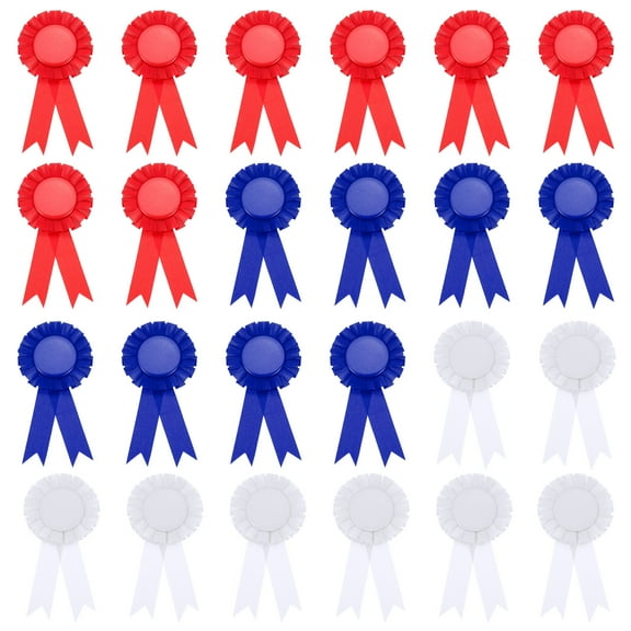 Uxcell 24Pcs Blank Award Ribbon, 6" x 3" Honorable Participation Badge Ribbons for Sports Events, 3 Colors