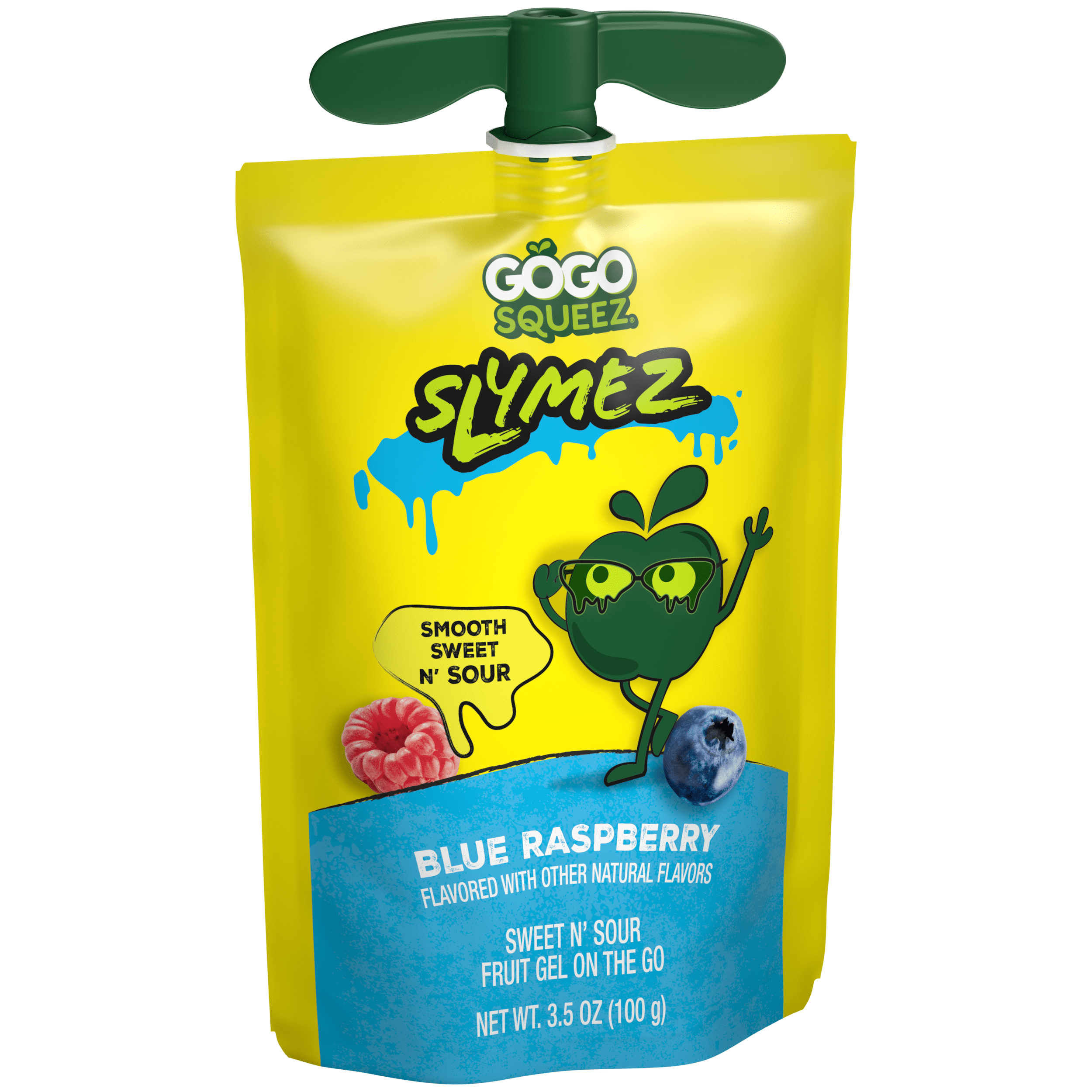 GoGo squeeZ Blue Raspberry SlymeZ Fruit Gel, No Sugar Added, On-The-Go Pouches, 3.5 oz, 1 EACH