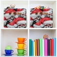 thumbnail image 6 of GZHJMY 2 Pack Foldable Rectangular Storage Baskets,Fabric Shelves Storage Bins with Leather Handles for Organizing Closet Clothes, Toys, Towels, Bedroom, Bathroom, Nursery, Office, Skulls in Santa Hat, 6 of 7