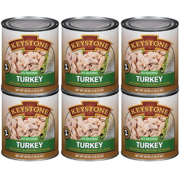 (6 Pack) Keystone All Natural Turkey 28 oz Can  Emergency Survival Food For Camping Hiking and Backpacking Ready to Eat- Pack of 6 Cans