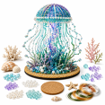 thumbnail image 2 of Ocean Sparkle Animal Craft Kit, 1-Piece Jellyfish Pearl Bead Sculpture with Coastal Base, Handmade Tabletop Decor Project and Ocean Lover Gift, 2 of 6