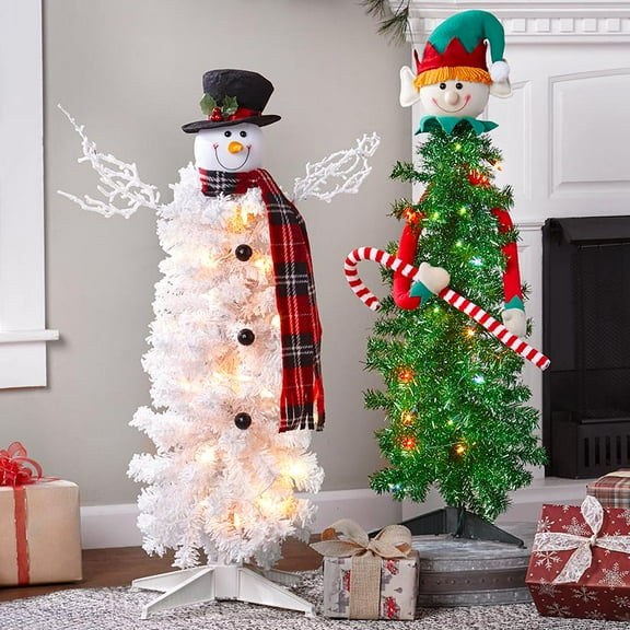 Small Prelit Snowman Decorated Christmas Tree in White - 3' x 36"