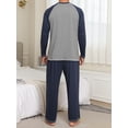 thumbnail image 2 of GIRUNS Men's Pajamas Set Long Sleeve Sleepwear Soft Loungewear Pants Pjs Sets with Pockets Navy Blue L, 2 of 7