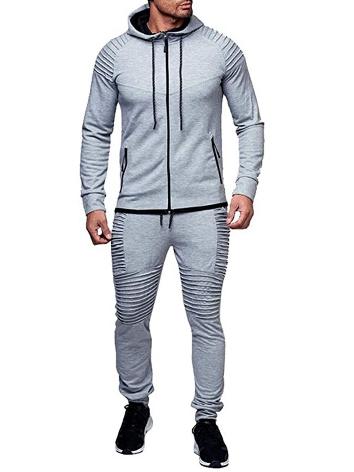 2Pcs Men's Tracksuit Set Hoodies Sweatshirt Pants Bottoms Sports Jogging Suit UK 
