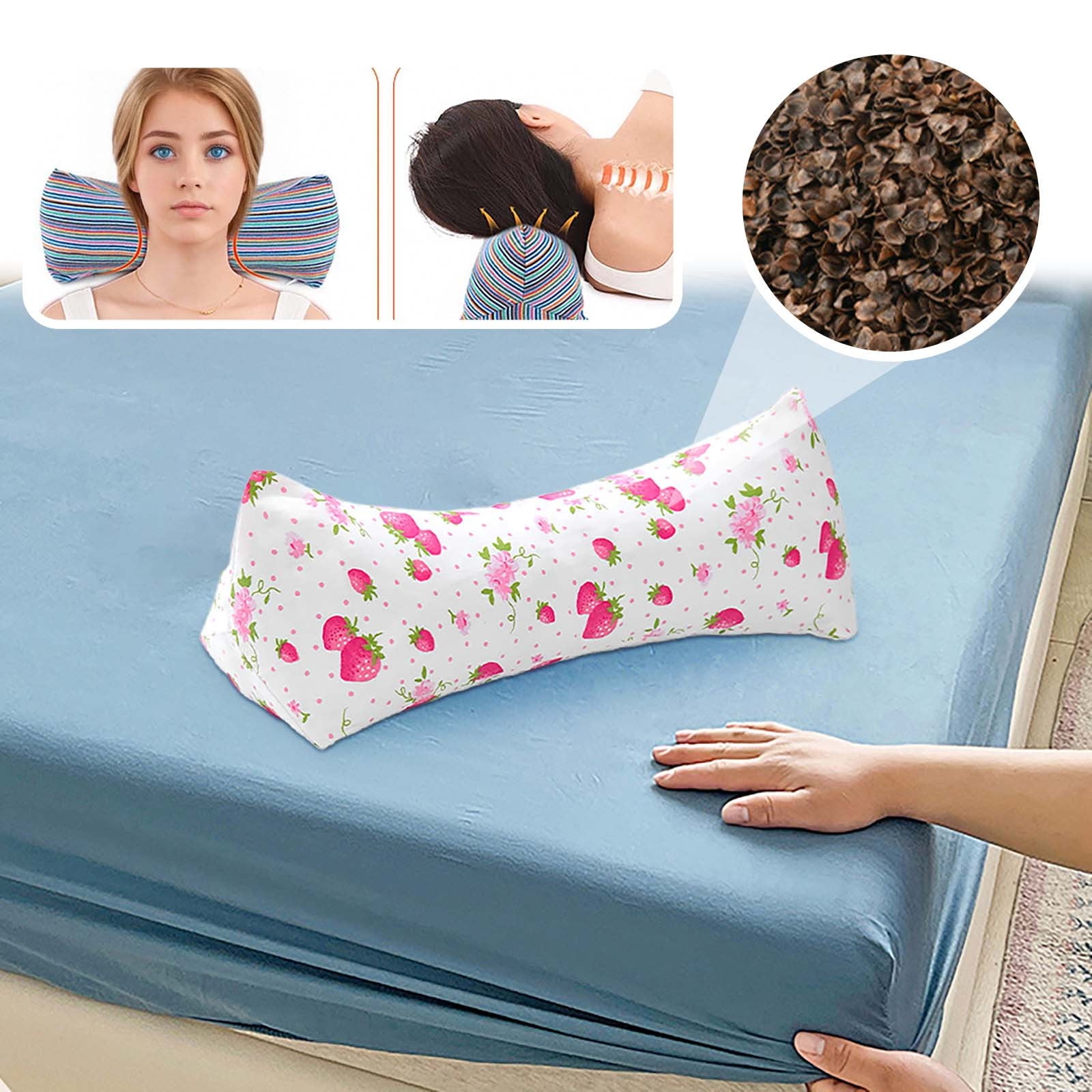 LHNFT Ergonomic Cervical Neck Pillow, Contoured Trapezoid Neck Support Pillow for Neck Pain Relief, Soft Breathable Striped Pillow for Sleeping & Neck Stretching