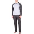 thumbnail image 2 of SLEEPHERO Mens Pajama Set Long Sleeve 2 Piece Raglan Mens Sleepwear Set Pjs for Men Heather Grey w/ Black Medium, 2 of 4
