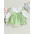 thumbnail image 4 of Bagilaanoe Newborn Baby Girl Rompers DressRuffle Contrast Color Bodysuits 6M 12M 18M 24M Infant Fall Tulle Patchwork A-line Princess, 4 of 9