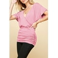 thumbnail image 5 of Made by Johnny Women's V Neck Short Sleeve Wrap Front Drape Dolman Top XXXL PINK, 5 of 6