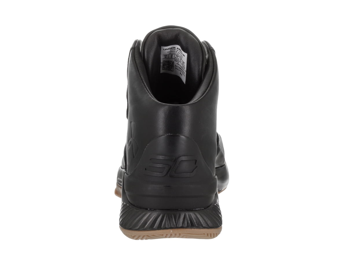 Mens Under Armour Curry 1 Lux Mid Leather Triple Black Gum
