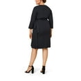 thumbnail image 4 of Seek No Further Women’s Plus Size Ponte ¾ Sleeve V-Neck Wrap Dress, 4 of 9