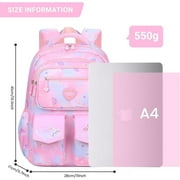 KIVDIT School Backpack Girls Bookbag, Heavy Duty Kids Backpack Spacious School bag with Multiple Pockets for Girls, Pink