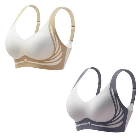 Hontri Bras for Women Super Gather Bra Soft Comfortable Gather Bra Wireless Push up Bra Lift Bra Women Lingerie Everyday Sports Bras ( 2X Bra Clearance Sales ) Orange