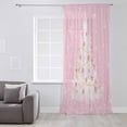 thumbnail image 3 of Pink Christmas Tree Semi Sheer Curtains Drapes for Living Room, Bedroom, French Doors Window 108 Inches Long, Winter Balls Snowflake Xmas Tree Rod Pocket Chiffon Curtain Drapery Voile Drape Panel, 3 of 6