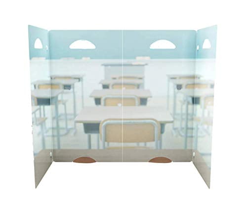 Sneeze Guard Pass Through Transaction Window for Cashier and Counters 1/4 Thick Desk Dividers Partition for Students Clear Protective Freestanding Barrier Economy 24 x 32 Plastic Shield