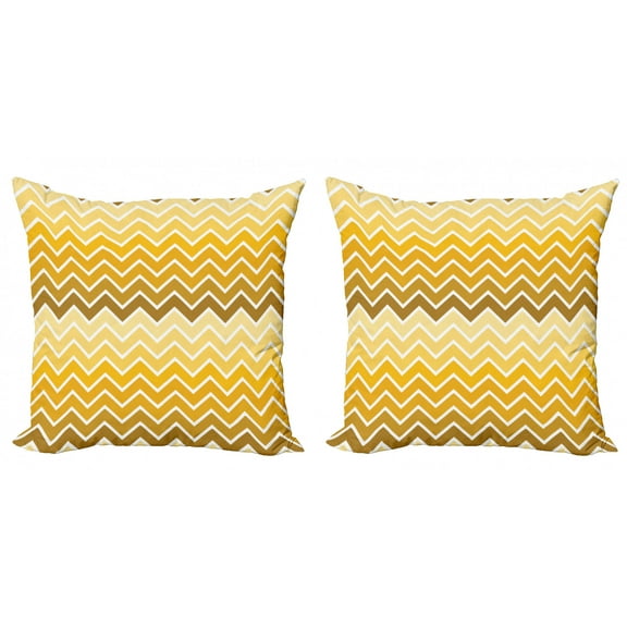 Ambesonne Yellow Throw Pillow Cover 2 Pack, Chevron Zigzag Ombre, 20", Yellow Pale Yellow