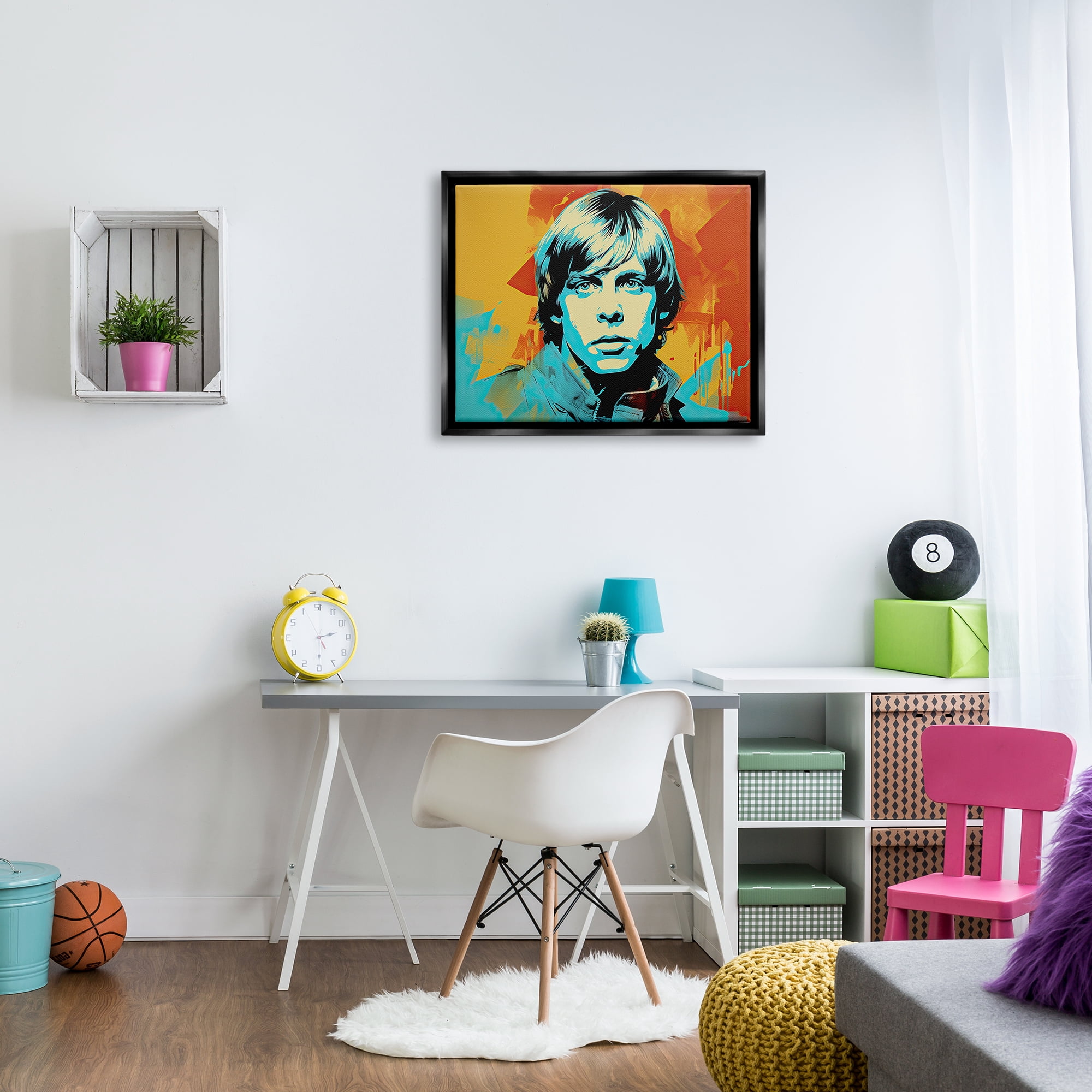 Stupell Industries Pop Style Luke Portrait Fairy Tales & Fantasy Painting Black Floater Framed Canvas Art Print Wall Art, 31 x 25