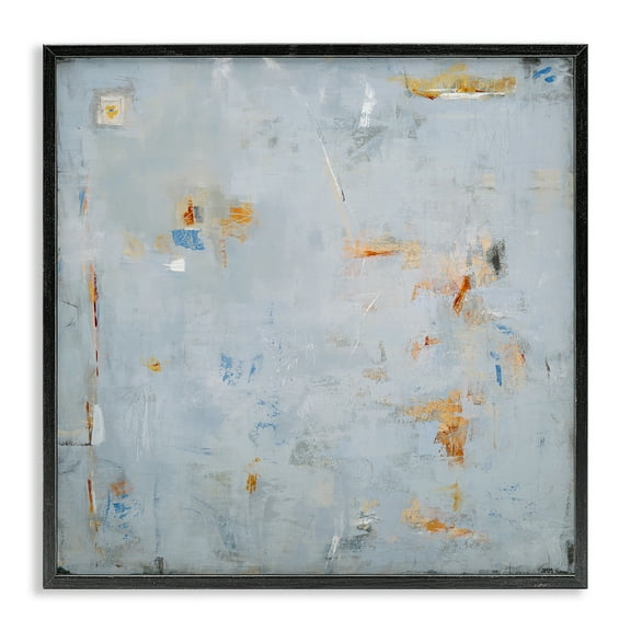 Stupell Industries Abstract Grey & Accents Abstract Painting Black Framed Art Print Wall Art, 12 x 12