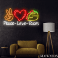 thumbnail image 3 of Glowneon Peace Love Tacos Neon Sign, Tacos Led Sign, Mexican Food Art, 3 of 5