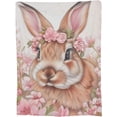 thumbnail image 2 of Flannel Rabbit Blankets Gifts - Pink Flower Bunny Throw Blanket for Sofa Couch Bed Living Room, Soft Warm Cozy Decor, 60" x 50", 2 of 6