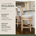 thumbnail image 2 of Maven Lane Pullman Wooden Swivel Kitchen Stool, Weathered Oak, Set of 3, 2 of 6