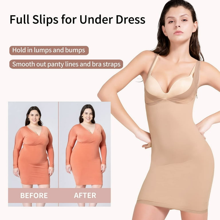 MISS MOLY Full Slips for Women Under Dresses Long Cami Slip Dress Seamless  Slimming Slip Shapewear 