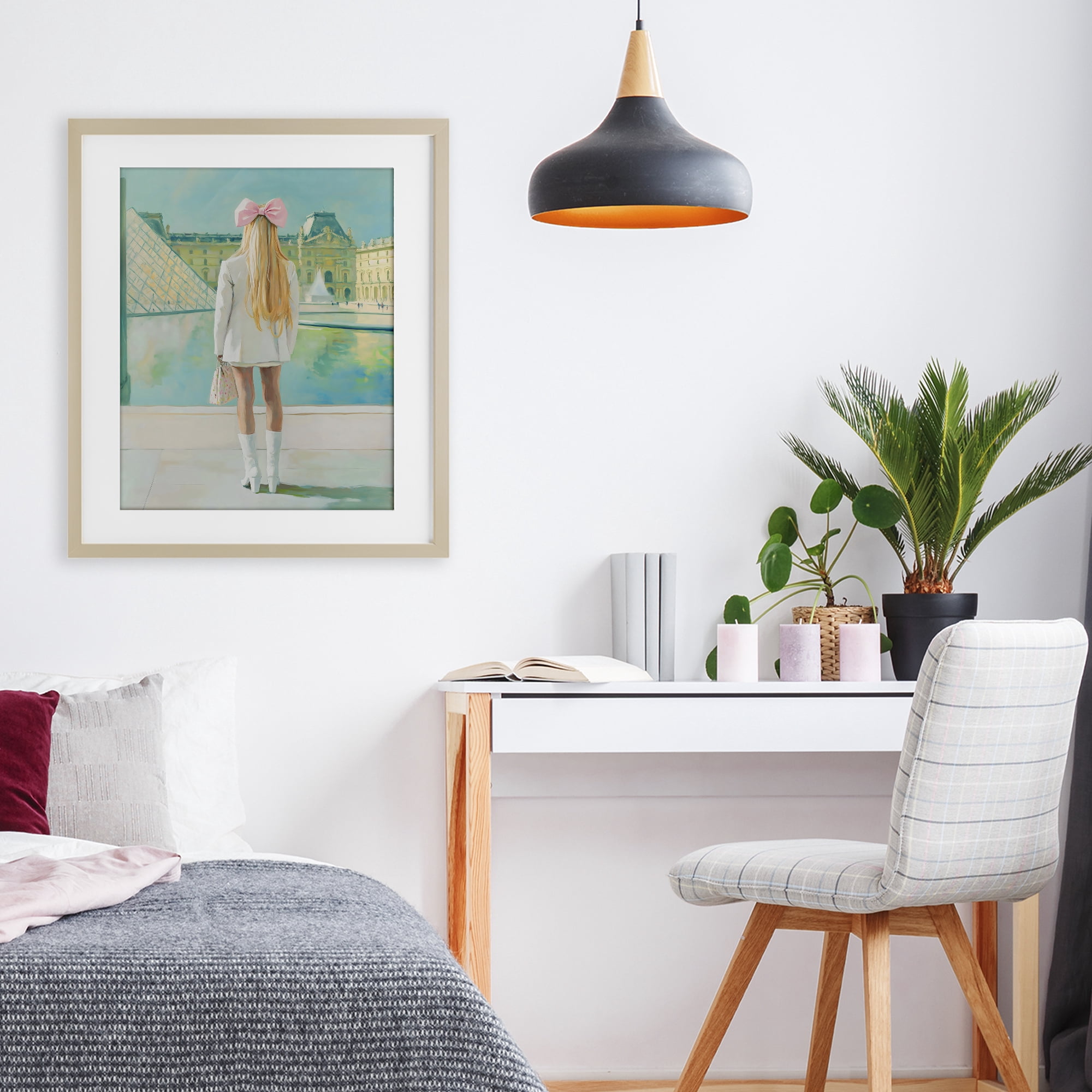 Stupell Industries Girl In Paris Observing Birch Framed Print Under Glass, design by The Prints Vibe